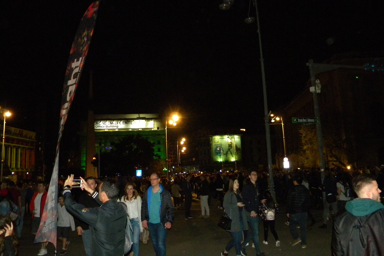 Festival lights in Bucharest at night