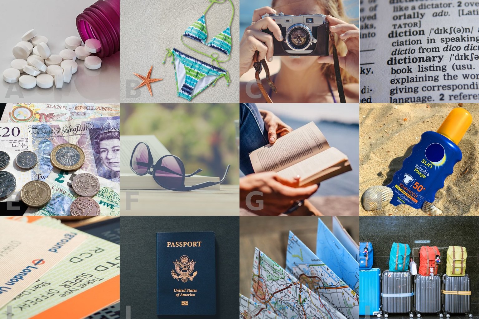 Refined travel wardrobe on a bed