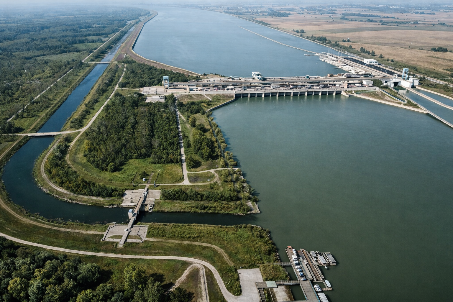 Panoramic river view from a roadside viewpoint