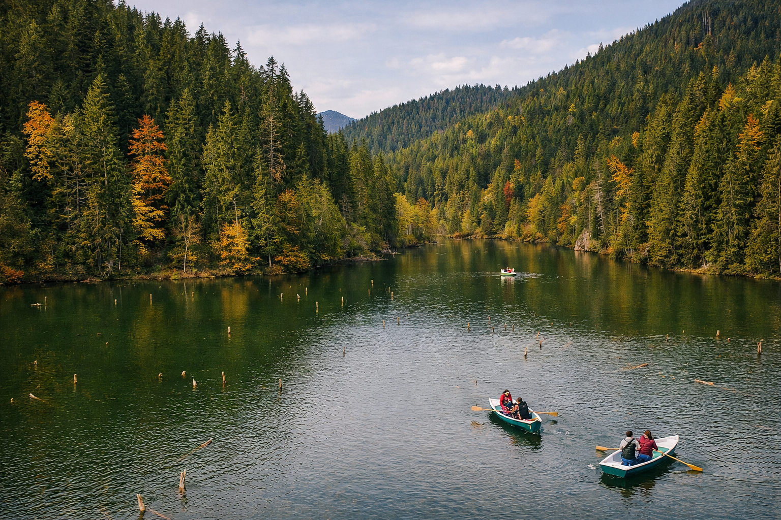 Road through forested mountain terrain