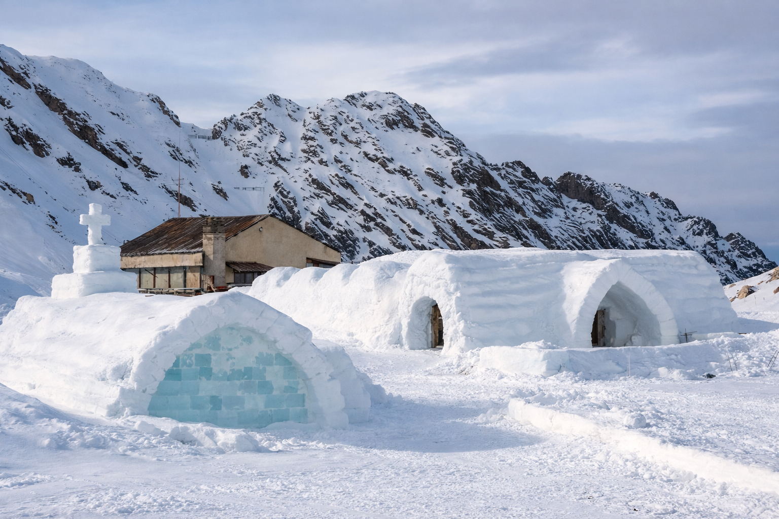 Landscape and architecture in soft daylight