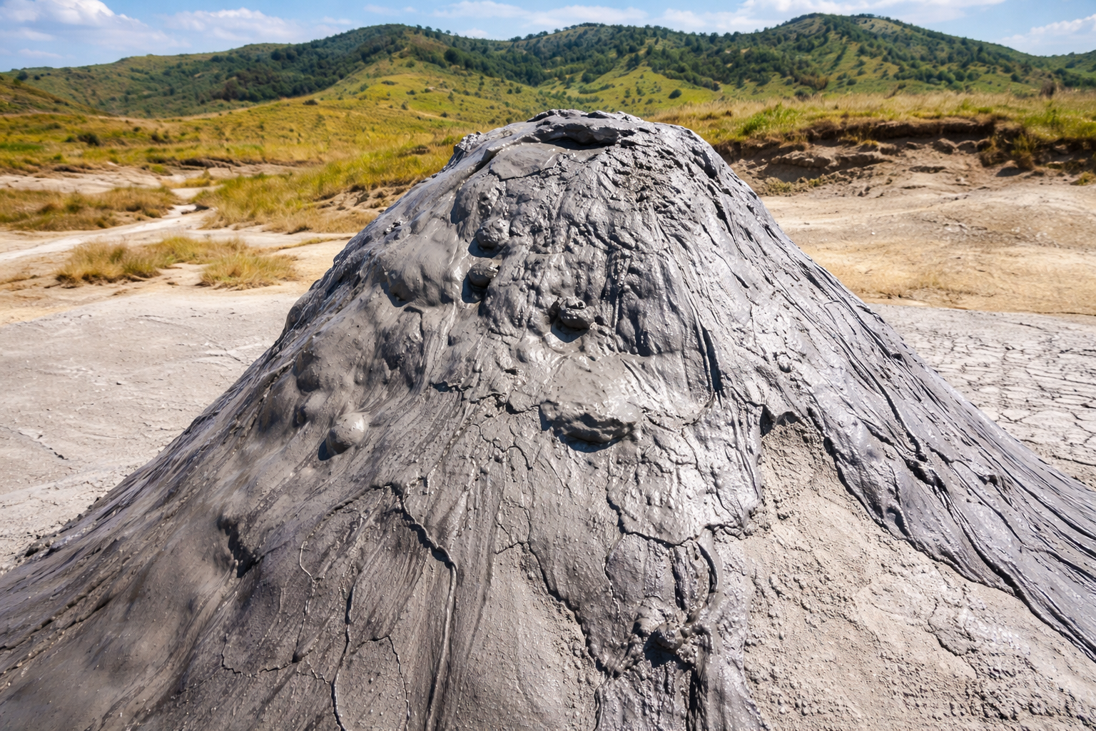 Wide volcanic mud field with horizon